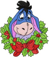Eeyore Christmas embroidery design