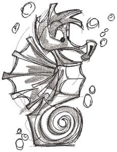 Fun seahorse sketch