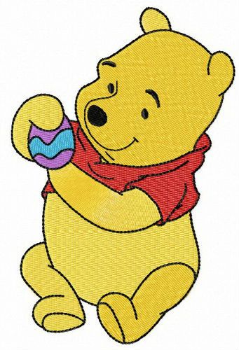 Winnie Pooh with Easter egg machine embroidery design