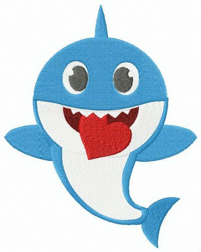 Daddy shark machine embroidery design