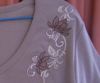 Knit top with free flower machine embroidery