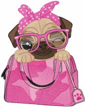 Pug dog of my purse embroidery design