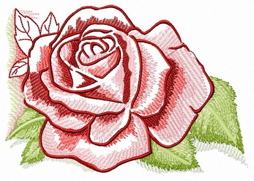Pink and red rose machine embroidery design