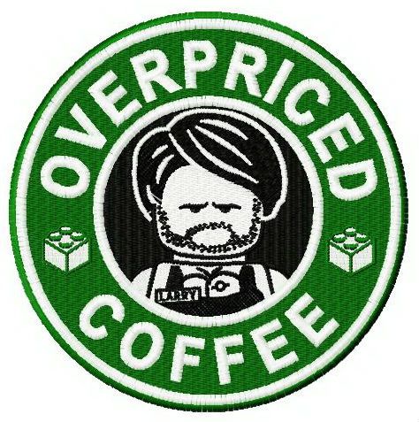 Overpriced coffee machine embroidery design