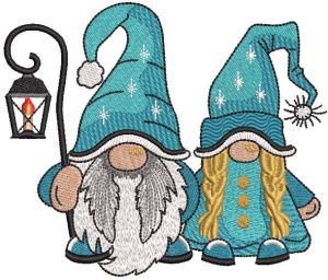 Dwarf family getting ready for Christmas embroidery design