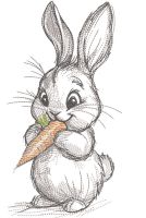 Cute baby bunny with carrot embroidery design