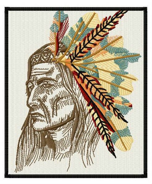 Indian chief machine embroidery design