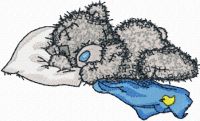 Teddy bear sleeping embroidery design