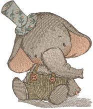 Elephant vintage style embroidery design