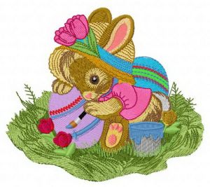 Bunny painting embroidery design