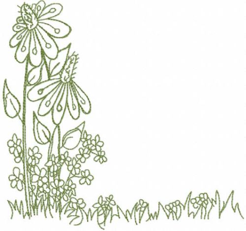Flowers behind the fence free embroidery design