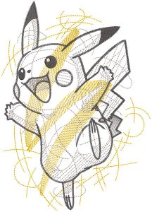 Pikachu sketch embroidery design