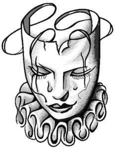 Sad Arlekin mask embroidery design