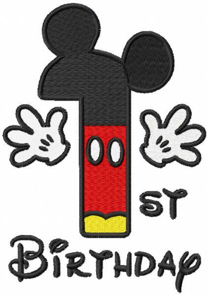 first birthday mickey embroidery design