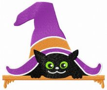 Cat under the hat embroidery design