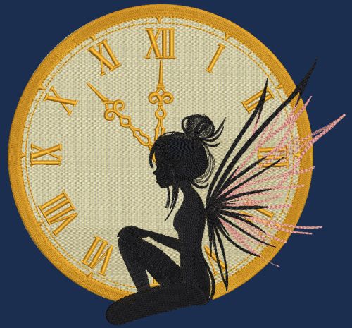 Fairy christmas clock embroidery design