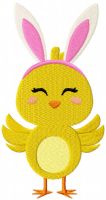 Little chicken with rabbit ears free embroidery design