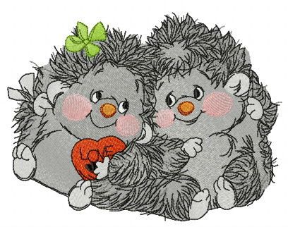 Hedgehog's Valentine's day machine embroidery design 