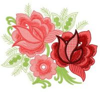 Fiery bouquet embroidery design