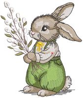 Easter Bunny with Willow Branches embroidery design