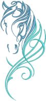 Tribal swirled horse embroidery design