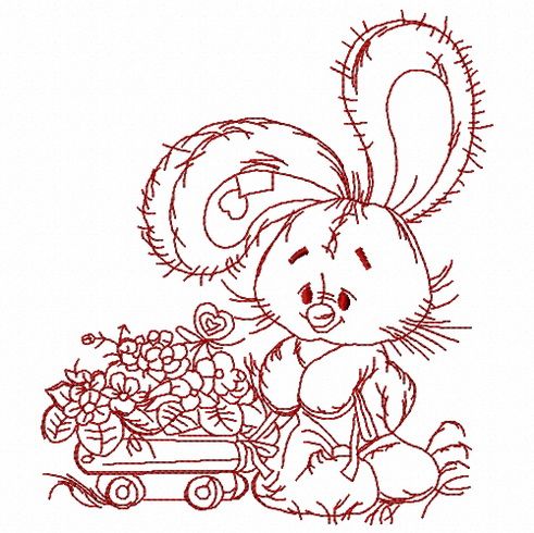 Bunny the florist 2 machine embroidery design