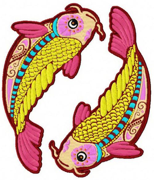 Pisces machine embroidery design