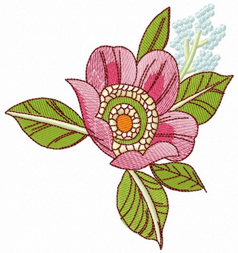 Dog-rose flower machine embroidery design