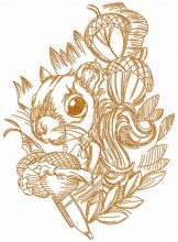 Squirrel with nuts embroidery design