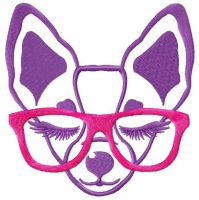 Diseño de bordado a máquina gratis de chihuahua con gafas rosas