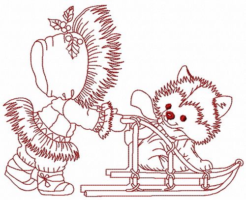 Sledging with puppy 2 machine embroidery design