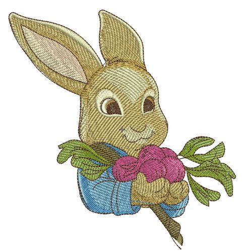 Bunny with radish 2 machine embroidery design