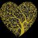 Golden tree heart embroidery design black variant
