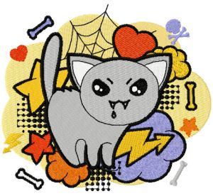 Halloween Kitty embroidery design