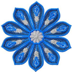 Blue flower free decoration embroidery design