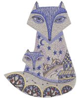 Winter patterned fox family embroidery design
