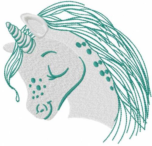 Cute grey unicorn free machine embroidery design