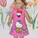 Hello Kitty with small dogs design on doll dress embroidered
