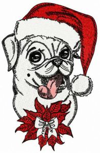 Xmas pug-dog embroidery design
