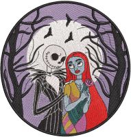 Sally and jack romantic walk embroidery design