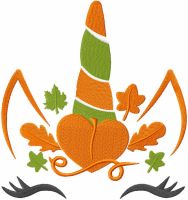 Autumn unicorn embroidery design