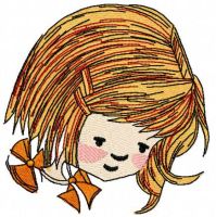 Cute red hair girl embroidery design