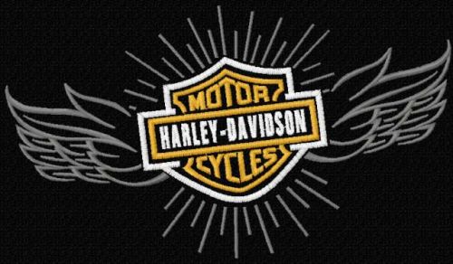 Harley Davidson wings logo embroidery design