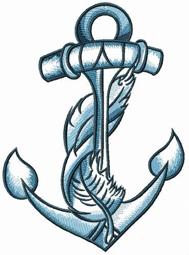 Anchor and feather machine embroidery design