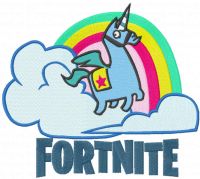 Fontnite unicorn and rainbow embroidery design