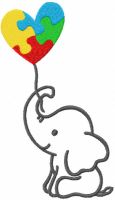 Elephant with Autism Puzzle Heart free embroidery design