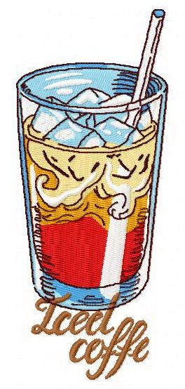 Iced coffee machine embroidery design      