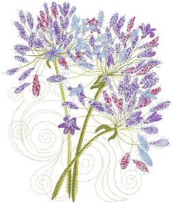 Blumenstrauß aus Lavendel-Stickerei-Design