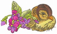 Sleepy duckling embroidery design