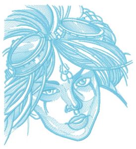 Girl with goggles embroidery design